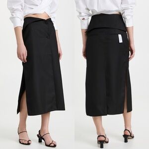 Like-new ROKH Black Flap Midi Skirt